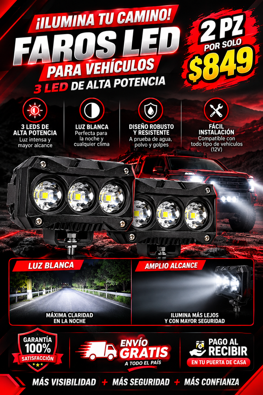 FARO LED AUXILIAR PARA VEHICULO 2X1
