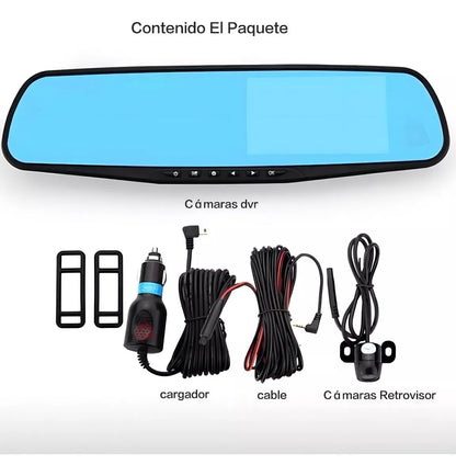 ESPEJO RETROVISOR CON CAMARA FRONTAL Y REVERSO