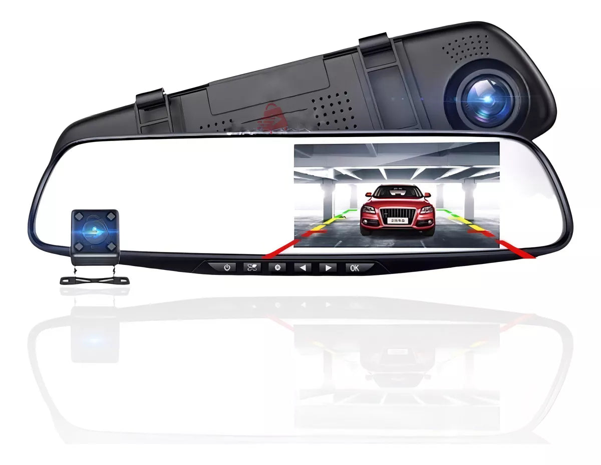 ESPEJO RETROVISOR CON CAMARA FRONTAL Y REVERSO