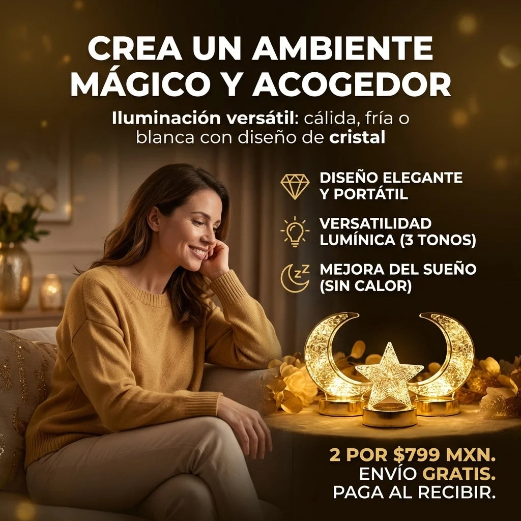 Lampara LED de Mesa (Media Luna y Estrella)